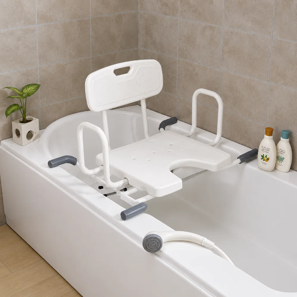 Asiento de aluminio en U Giratorio para Bañera