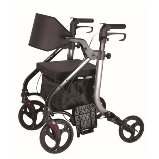 Andador y silla de ruedas plegable (2 en 1) con cesta