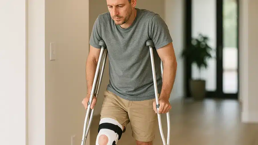 cómo andar con muletas después de operación de rodilla
